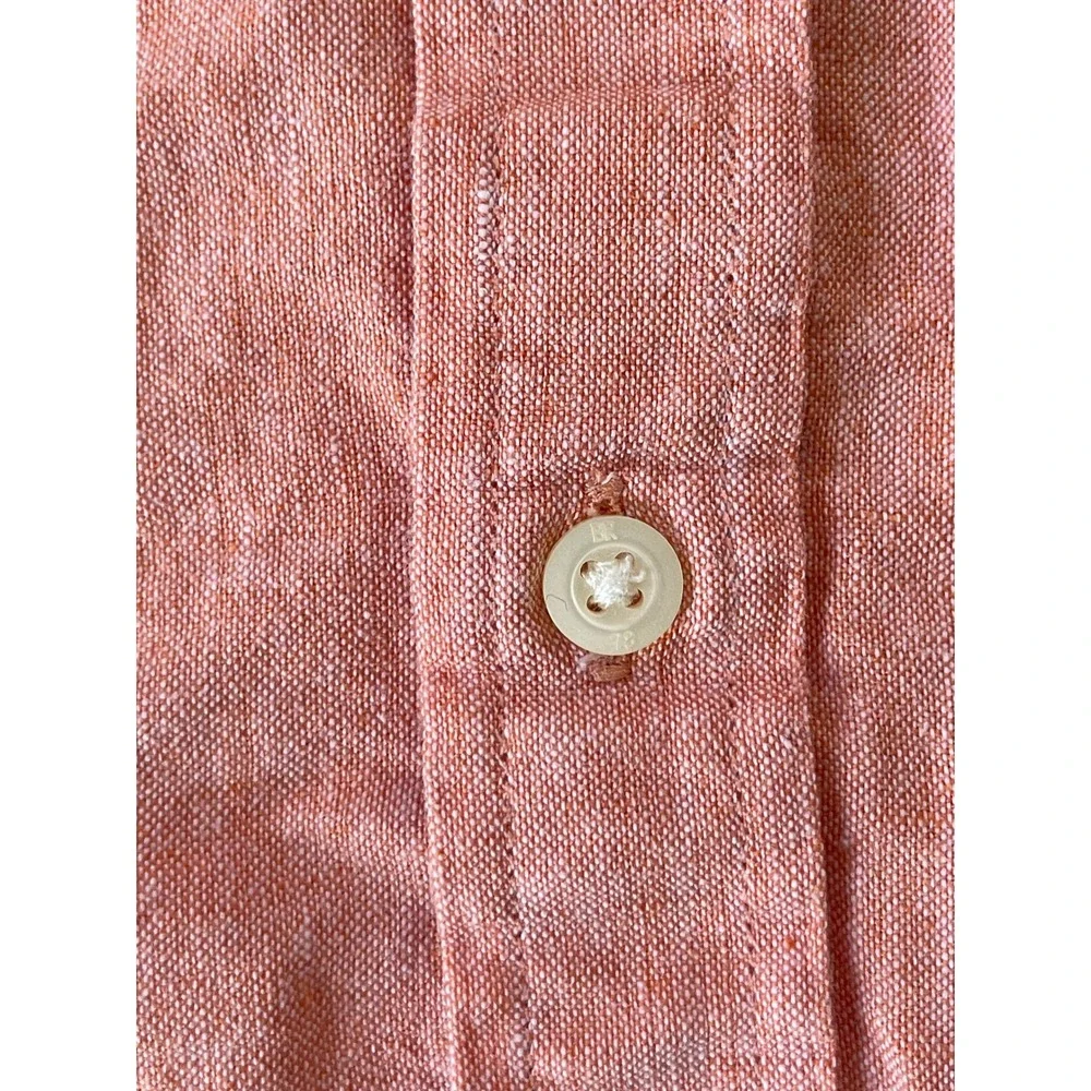 Banana Republic Mens Extra Large Button Down Shirt Coral Linen Cotton Blend